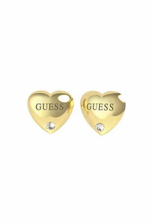Guess Is For Lovers Gold Heart Stud Earrings